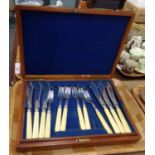 Page, Keen & Page, Plymouth cased canteen of cutlery containing two levels of plated forks and