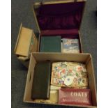 Box with All World collection of stamps in box and small case, in albums, on pages, envelopes, small