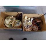 Two boxes of assorted china: box of Royal Doulton collector's plates and a box with various items,