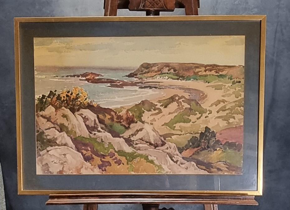 Will Evans (Welsh 1888-1957), Oxwich Bay, Gower, signed, watercolours. 45 x 68cm approx. Framed