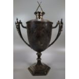 Interesting 19th Century silver two handled lidded shooting trophy cup 'Leith Battalion Rifle