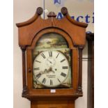 19th century Welsh oak eight day long case clock marked E T Jenkins, Ferndale, having broken swan