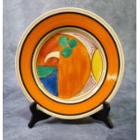 Clarice Cliff 'Fantasque' melon design pottery circular plate, probably 1931, hand painted with