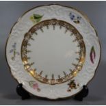 19th Century Swansea porcelain plate, the border decorated with flowers, foliage and strawberries.