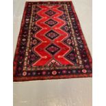 Persian full pile hand woven Tajabad rug with diamond medallion design. 275x160cm approx. (B.P.
