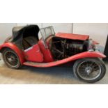 1933 MG J2 sports car, Registration Number TG6582, chassis Number J24365. A true 'barn find' example