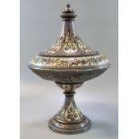 Victorian enamel and gilt brass incense burner and cover, by Elkington & Co. circa 1860, Overall