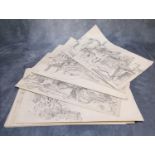 Will Evans (Welsh 1888-1957), a collection of Swansea Blitz scenes, pencil sketches, unframed. 39