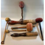 Collection of seven wooden tribal and Asian, varying designs gong beaters/strikers etc. (7) (B.P.