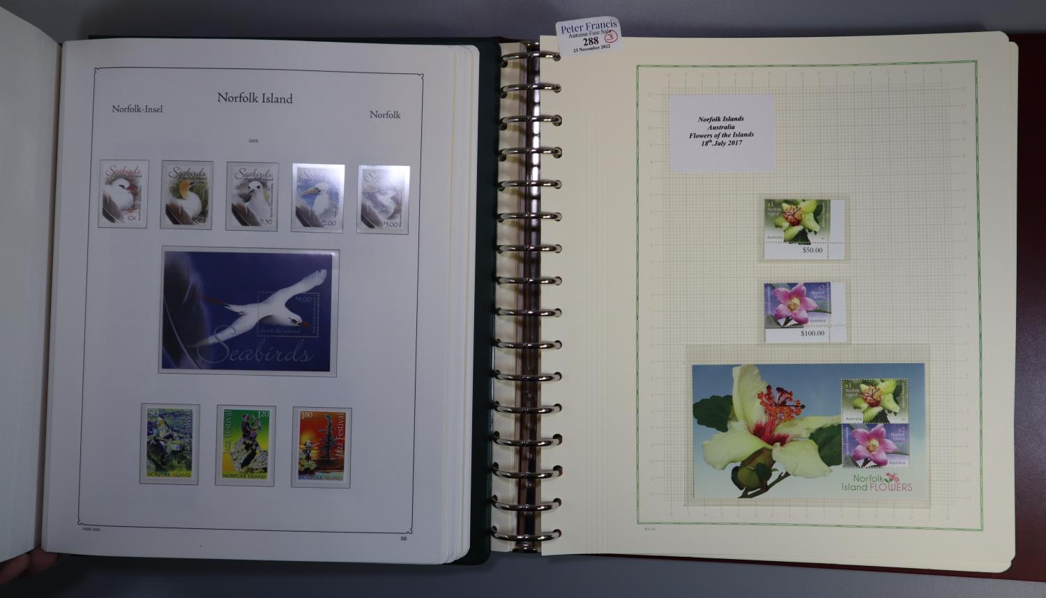 Norfolk Island collection in three boxed albums with u/m mint stamps sets and miniature sheets. 1947