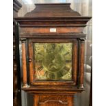 18th century English oak long case clock, marked Thomas Ore of Tong (Shropshire), having pagoda hood