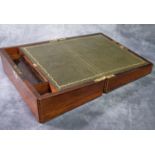 19th Century rosewood writing slope, the top centrally inlaid with mother of pearl and having