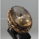 Rose gold dress ring set with a large brown stone. Ring size L&1/2. Approx weight 8.7 grams. (B.P.