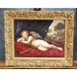 James Rowse (early 19th century), a sleeping cherub, painted on an English porcelain plaque,