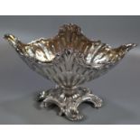 Silver heavy quality Rococo style fluted shell form pedestal bowl on 'C' scroll base. Birmingham