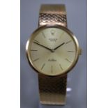 18ct gold Rolex Cellini gentleman's bracelet dress watch, having original articulated Rolex bracelet