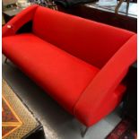 Set of two red upholstered contemporary designer Artifort Isobel sofas by Michiel van der Kley.