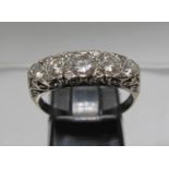 18ct white gold five stone diamond ring. Ring size O&1/2. Approc weight 4.9 grams. (B.P. 21% + VAT)