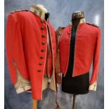 Items of late 19th century British army Welsh Regiment dress uniform, to include: Major's long red