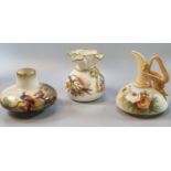 A collection of Royal Worcester porcelain items to include: a small ewer 1048, the handle
