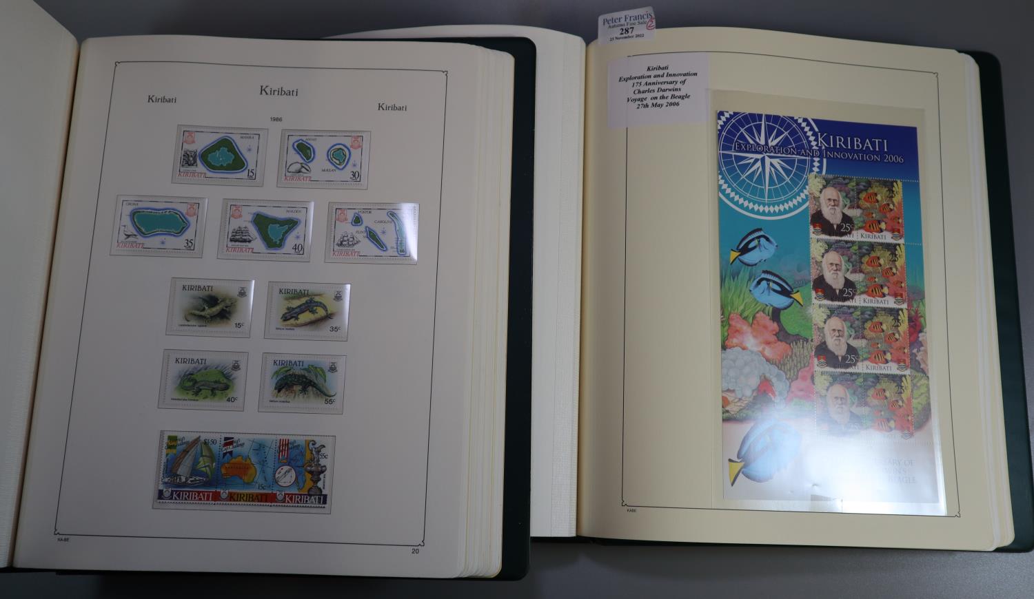 Kiribati collection of u/m stamps, miniature sheets and sheetlets in two boxed albums. 1979 to