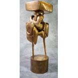 Francisco Baron (Spanish 1952-2006), bronze sectional abstract sculpture on circular base, signed,
