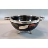 Early 20th century lacquered and painted wooden salad bowl in Japanese taste, having silver plated