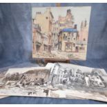Will Evans (Welsh 1888-1957), a group of Swansea Blitz scenes, watercolours. Various sizes. 38 x