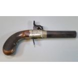 19th Century percussion muzzle loading pocket pistol, having octagonal 1.5cm turn off barrel,