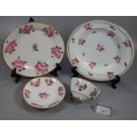 Collection of 19th Century Swansea porcelain rose design items to include: cabinet cup and saucer