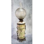 Late 19th/early 20th Century probably French oil burner lamp, now converted to electricity, the