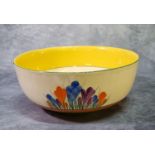 Clarice Cliff Newport pottery 'Bizarre' crocus design fruit bowl. 24cm diameter approx. Black