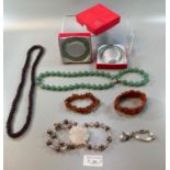 Bag containing assorted bangles, beaded necklaces, gemstone beads etc. (B.P. 21% + VAT)