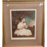 After Gainsborough, framed mezzotint engraving of a young child. 38 x 31cm approx. (B.P. 21% + VAT)