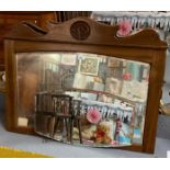 Art Deco design frameless mirror together with a mahogany bevel plate over mantle mirror. (2) (B.