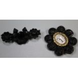 Two Victorian black pin brooches. (B.P. 21% + VAT)