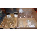 Two boxes of glass oil lamp shades and other glass shades. (2) (B.P. 21% + VAT)