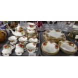 Two trays of Royal Albert 'Old Country Roses' English bone china to include; 21 piece teaset with