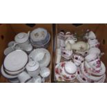 Two boxes of assorted china: Colclough rose pattern tea ware, Crown Royal vetch flowers tea ware,