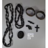 A collection of Victorian black mourning jewellery. (B.P. 21% + VAT)
