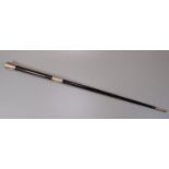 Silver mounted and ebonised conductors baton or swagger stick. London hallmarks. (B.P. 21% + VAT)