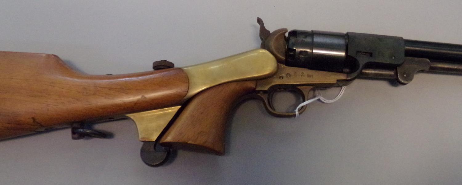 Replica Colt long barrelled (63cm approx.) percussion revolver with detachable brass mounted - Image 2 of 2