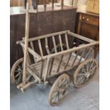 Vintage beech and metal banded dog cart. (B.P. 21% + VAT)