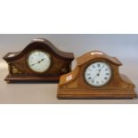 Two Edwardian French movement mantel clocks, one marked 'Emanuel Southampton'. (2) (B.P. 21% + VAT)