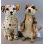 Two modern Steiff animals, to include: 'Mungo Meerkat' and 'Bora Cheetah'. (2) (B.P. 21% + VAT)