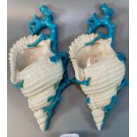 Pair of Victorian Worcester porcelain wall sconces in the form of a seashell and coral. (2) (B.P.