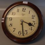 Late 19th/early 20th Century single train oak framed wall clock marked 'Newport Jenkinson