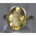 Silver dress ring set with single citrine. (B.P. 21% + VAT)