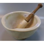 S Maw Son & Thompson, London pestle and mortar, late 19th/early 20th Century in cream ceramic with
