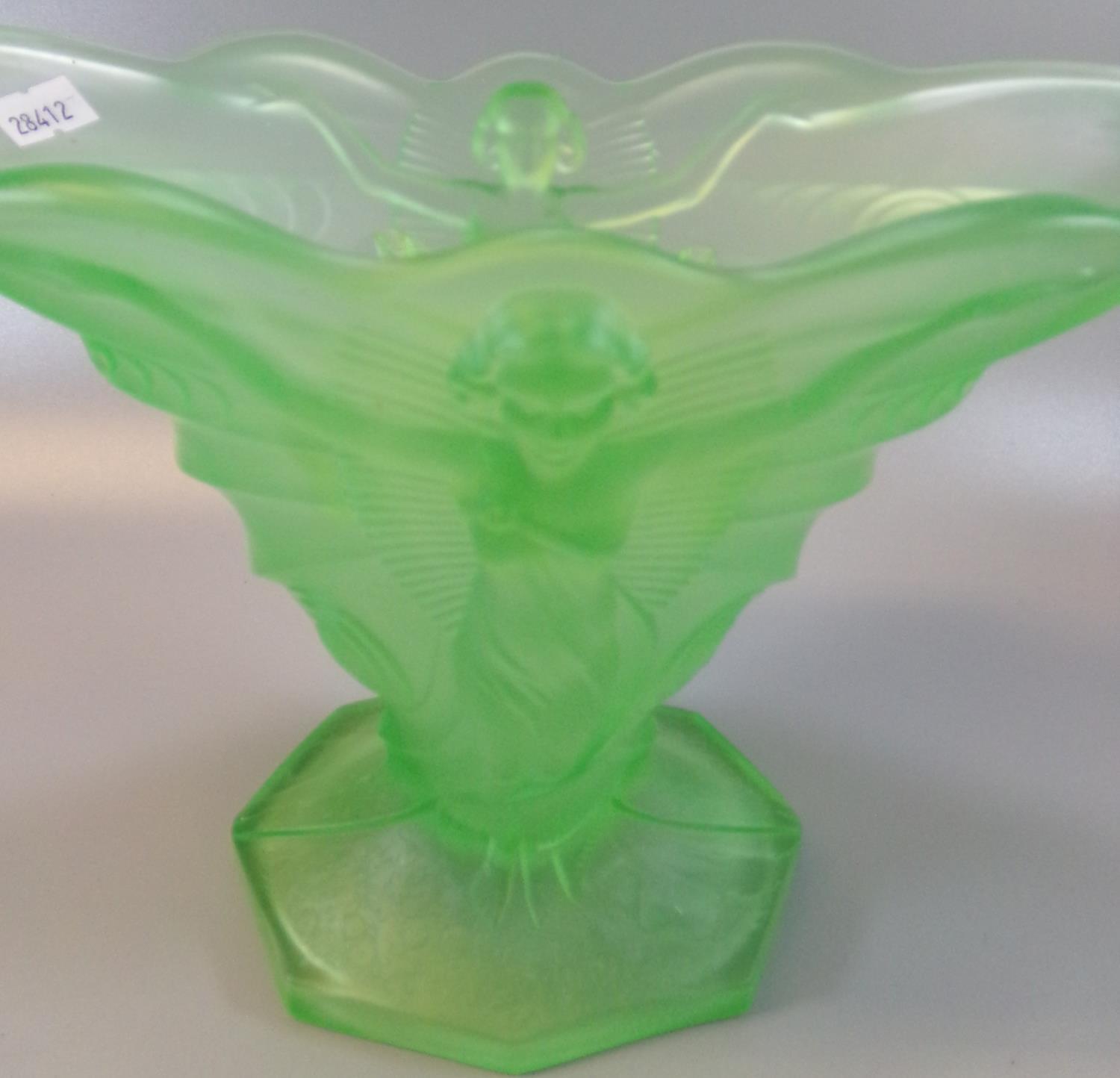 Art Deco design uranium glass vase, in the Schmetterling (butterfly) pattern. Probably by - Image 3 of 5